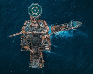 oil rig platform in the oceas